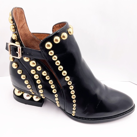 {Jeffery Campbell} Rylance Gold Studded Patent Leather Booties - Picture 5 of 16